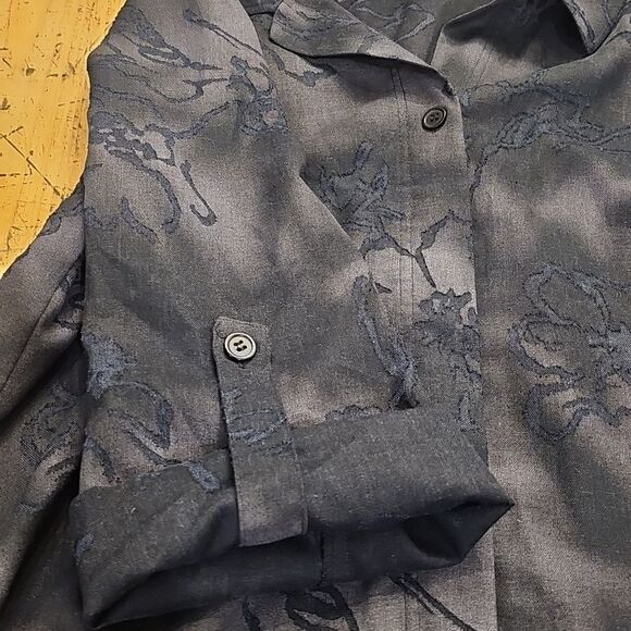 SARA ISABELLA Ombre Floral Burnout‎ Linen-blend Tunic Sz XL Whimsygoth Lagenlook - Picture 4 of 5